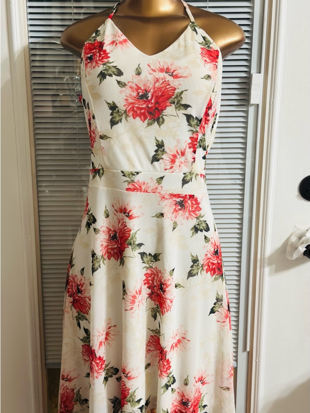 No Boundaries Cream Floral High-Low Summer Dress with Pink Blooms